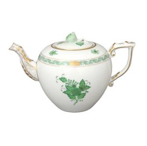 Apponyi Green Teapot 0.8L, Rose Knob by Herend