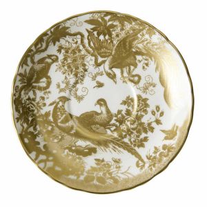 Aves Gold Cream Soup Saucer by Royal Crown Derby