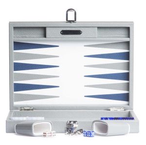 Backgammon Medium Buffalo Leather Grey by Hector Saxe