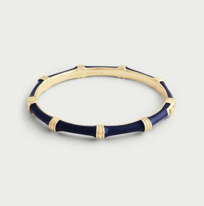 Bamboo Atlantic Navy Blue Enameled Hinged Bangle by Anabel Aram