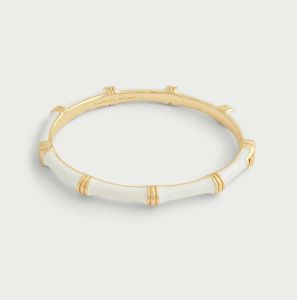 Bamboo Creme Enameled Hinged Bangle by Anabel Aram