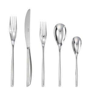 Bamboo Stainless 5 Pcs Place Setting with Solid Handle Knife by Sambonet