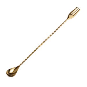 Bar Spoon Trident Gold 30 Cm by Japanese Bar Tools