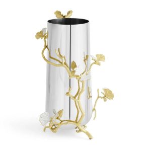 Butterfly Ginkgo Gold Large Vase by Michael Aram