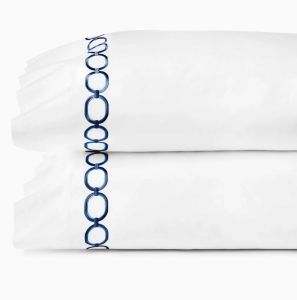 Catena White/Navy Standard Pillow Case Pair by Sferra