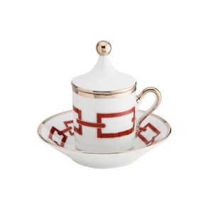 Catene Scarlatto Tete A Tete Coffee Set, 2 Coffee Cups And Saucers by Richard Ginori