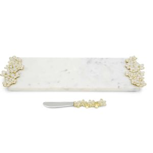 Cherry Blossom Small Cheese Board W/ Knife by Michael Aram