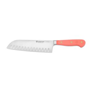 Classic Coral Peach 7&quot Hollow Gr. Santoku by Wusthof Trident