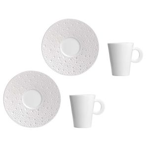 Ecume Perle Set Of 2 Coffee Cups And Saucers by Bernardaud