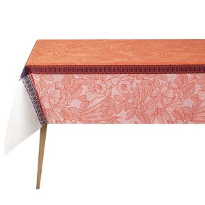 Escapade Tropicale Orange Tablecloth by Le Jacquard Francais