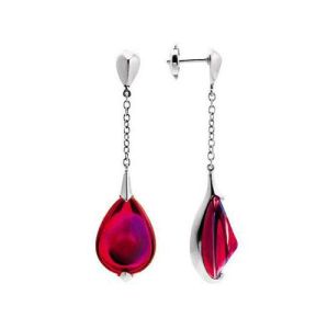 Fleurs De Psydelic Earrings Iridescent Red Silver by Baccarat