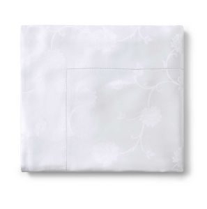 Giza 45 Jacquard White Queen Flat Sheet by Sferra
