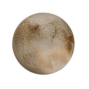 Glaze A White/Brown Medium Flat Plate (#5) by KH Wurtz