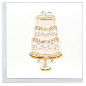 Greeting Card Elegant Wedding Cake by Quilling Card