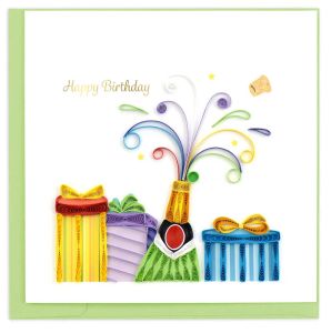 Greeting Cards Birthday Champagne by Quilling