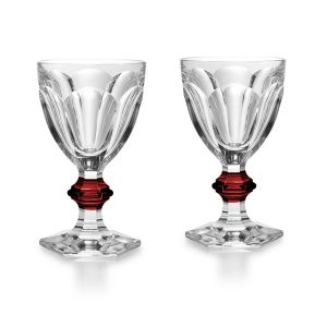 Harcourt Glass With Red Knob, Set Of 2 by Baccarat