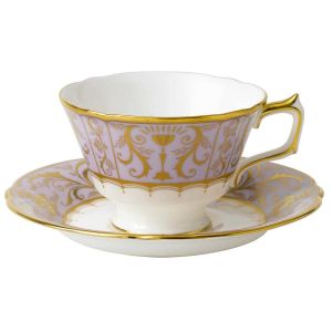 Harlequin Lavender Tea Cup & Saucer by Royal Crown Derby