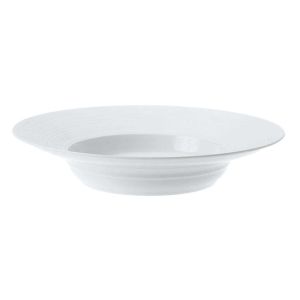 Hemisphere Satin White Hollow Round Dish With Rim by JL Coquet