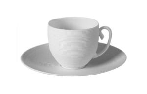 Hemisphere Satin White Mocha Saucer by JL Coquet