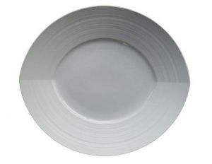 Hemisphere Satin White Oval Platter Large by JL Coquet