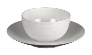 Hemisphere Satin White Sauce Boat Tray by JL Coquet