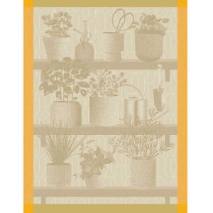 Herbes Fraiches - Beige Tea Towel by Le Jacquard Francais