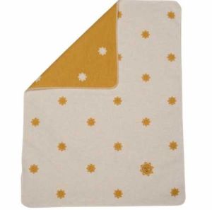 Juwel Baby Blanket Offwhite Suns Allover, With Embroidery by Fussenegger