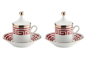Labirinto Scarlatto Tete A Tete Coffee Set, 2 Coffee Cups And Saucers by Richard Ginori