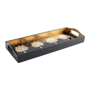 Lacquer Bar Tray Grand Palms Black by Caspari