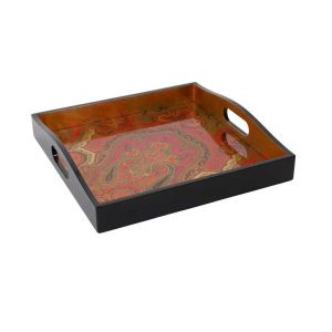 Lacquer Tray Jaipur Crimson by Caspari