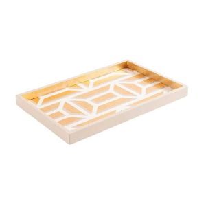 Lacquer Vanity Tray Garden Gate White And Gold by Caspari
