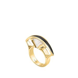 Larcade 18k Gold Plated Tiara Ring Clear Size 53 by Lalique