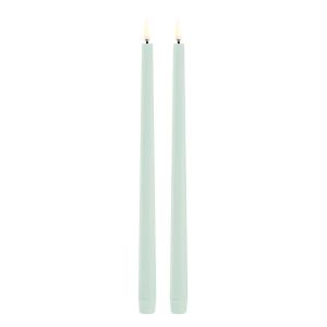 LED Slim Taper Candle Dusty Green 2-Pack by Uyuni