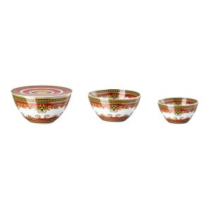 Medusa Red Modern Bowl Set 4 pcs (Bowls 4 3/4 in 6 in 7 in & Lid) by Versace