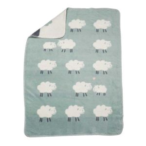 Mila Baby Blanket Light Green Sheep Allover by Fussenegger