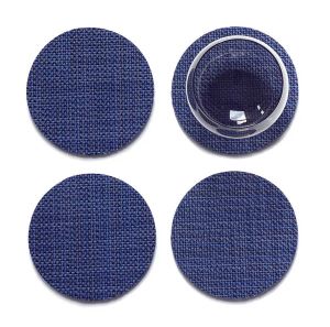 Mini Basketweave Round Set Of 4 Coasters Indigo by Chilewich