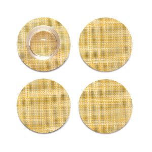 Mini Basketweave Round Set Of 4 Coasters Ochre by Chilewich