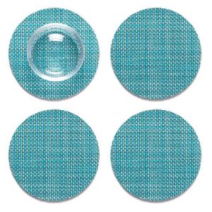 Mini Basketweave Round Set Of 4 Coasters Turquoise by Chilewich