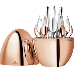 Mood 24-Piece Silverplate and Rose Gold Set For 6 People by Christofle