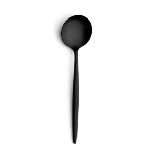 Moon Matte Black Dessert Spoon by Cutipol