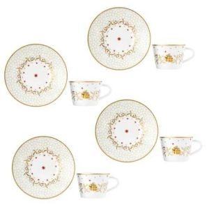 Noel Set Of 4 Coffee Cups And Saucers by Bernardaud