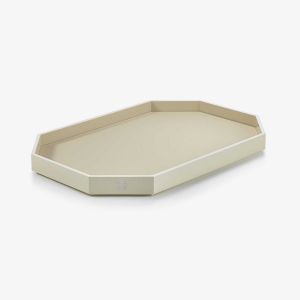 Octogone Tray Lacquer Large Light Beige by Baccarat