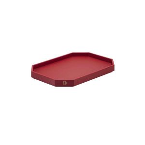 Octogone Tray Lacquer Small Red by Baccarat