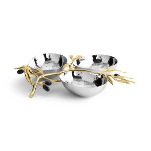 Olive Branch Triple Dish by Michael Aram