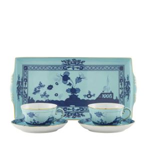 Oriente Italiano Iris Tea Set x 2 With Tray, 5 Pcs by Ginori