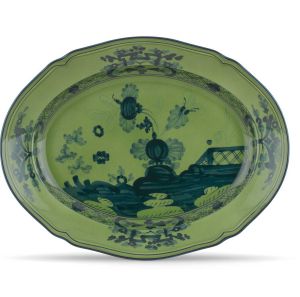 Oriente Italiano Malachite Oval flat platter cm 34 in. 13 1/2 by Richard Ginori