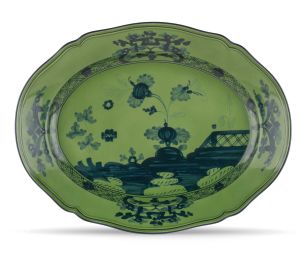 Oriente Italiano Malachite Oval flat platter cm 38,5 in. 15 by Richard Ginori