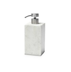 Pietra White/Silver Marble Soap Dispenser 2.75x2.75x6.75 by Sferra