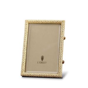 Rectangular Pave Frames Gold And Crystals 4x6 by L'Objet