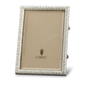 Rectangular Pave Frames Platinum + White Crystals 8x10 by L'Objet